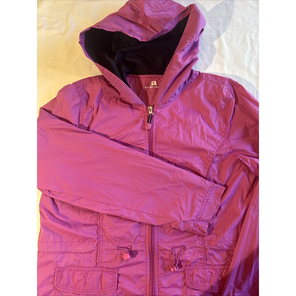 Activology Womens Jacket Light Pink Full Zip Hooded Rain Jacket Windbreaker M